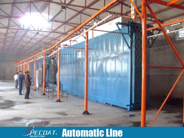 Automatic fluidized powder coating dip line for wire fence posts