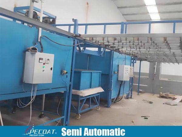 Semi-automatic fluidized bed powder coating line for small items